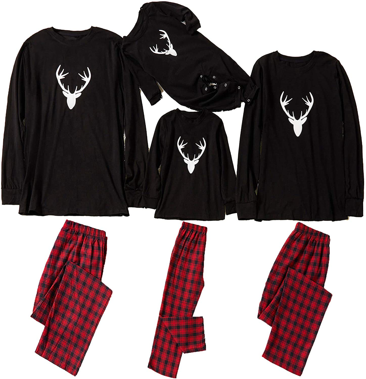 IFFEI Matching Family Pajamas Sets Christmas Pj'S with Deer Long Sleeve Tee and Plaid Pants Loungewear Apparel & Accessories > Clothing > Sleepwear & Loungewear > Pajamas Kylie Max