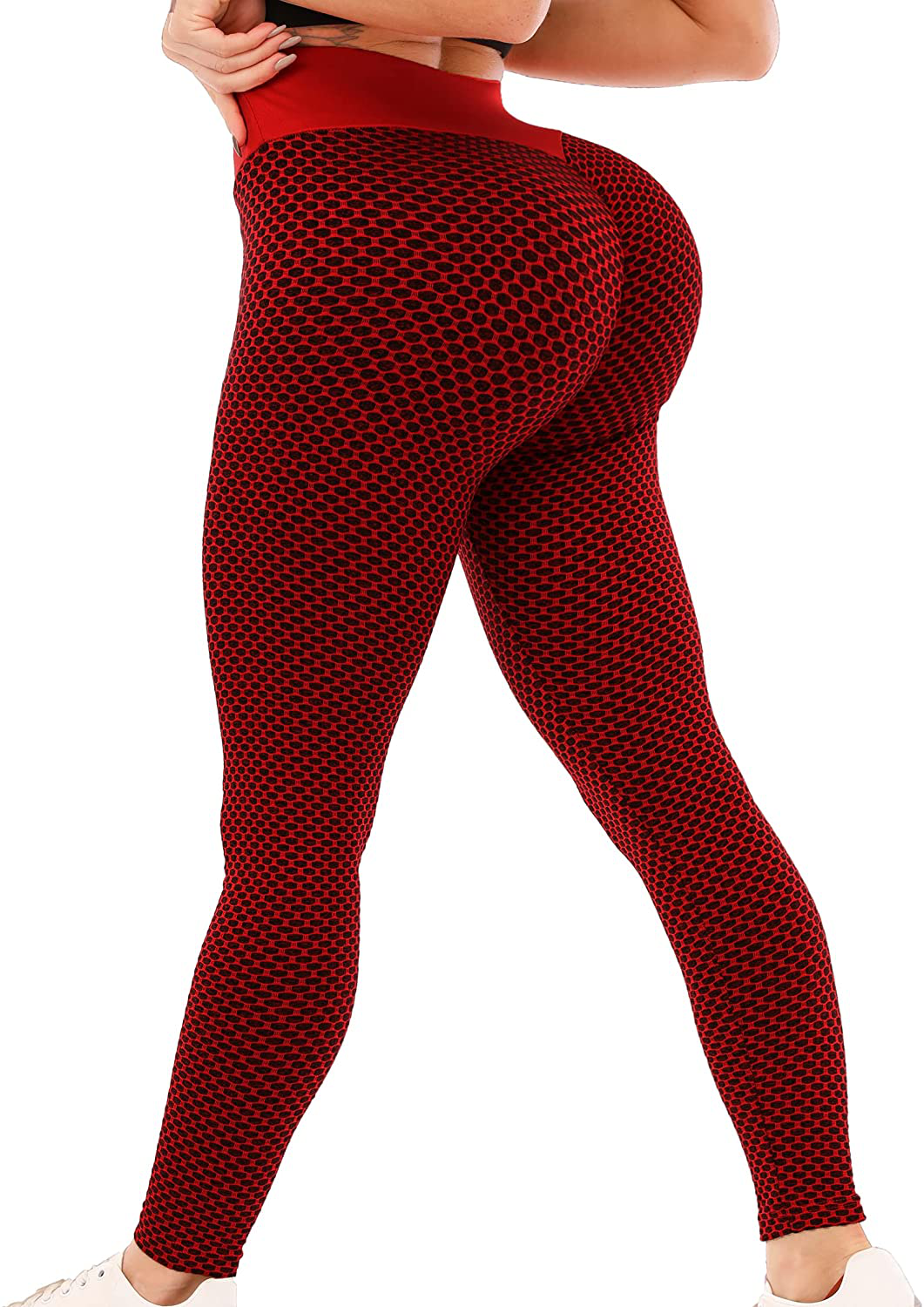 ViCherub Leggings for Women Scrunch Butt Lifting TIK Tok Yoga Pants Peach Lift High Waisted, Workout Tummy Control Tights Apparel & Accessories > Clothing > Activewear ViCherub Red 4X-Large