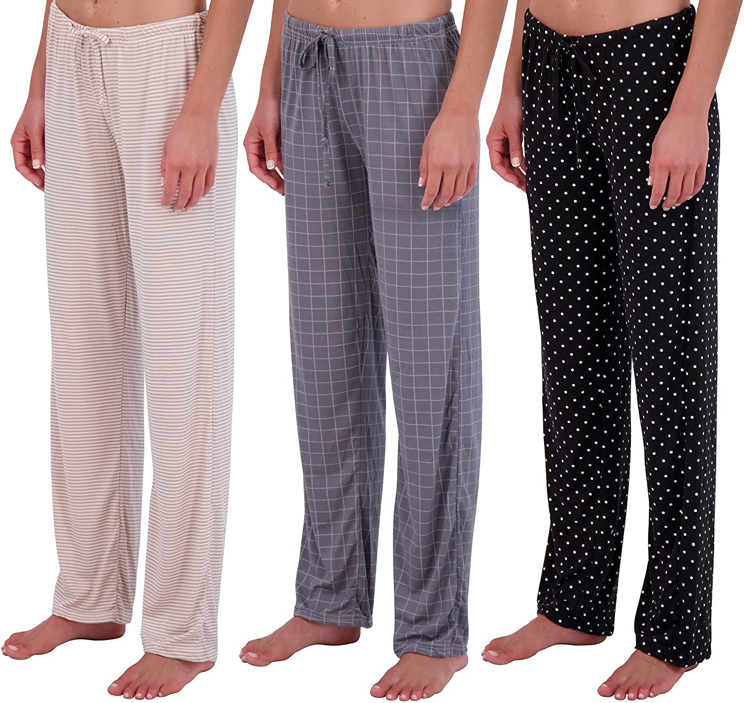 Real Essentials 3 Pack: Women’s Ultra-Soft Fleece Comfy Stretch Pajama Lounge Pants Elegant Sleepwear Apparel & Accessories > Clothing > Sleepwear & Loungewear > Pajamas Real Essentials Soft Knit Set B Small