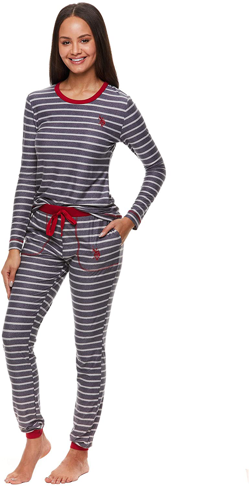 U.S. Polo Assn. Womens Pajamas Set with Pockets - Long Sleeve Shirt and Pajama Pants Loungewear Set Apparel & Accessories > Clothing > Sleepwear & Loungewear > Pajamas U.S. Polo Assn. Charcoal Heather 1 Medium