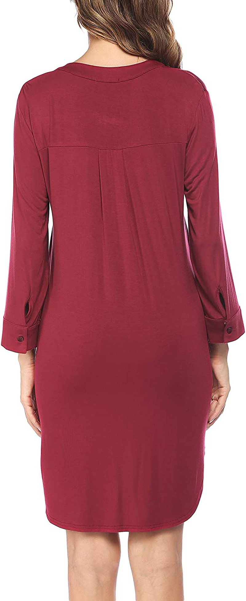 Ekouaer Women'S Nightgown Striped Sleepwear 3/4 Sleeves Nightshirts Soft Button Sleep Dress Apparel & Accessories > Clothing > Sleepwear & Loungewear > Nightgowns Kylie Max