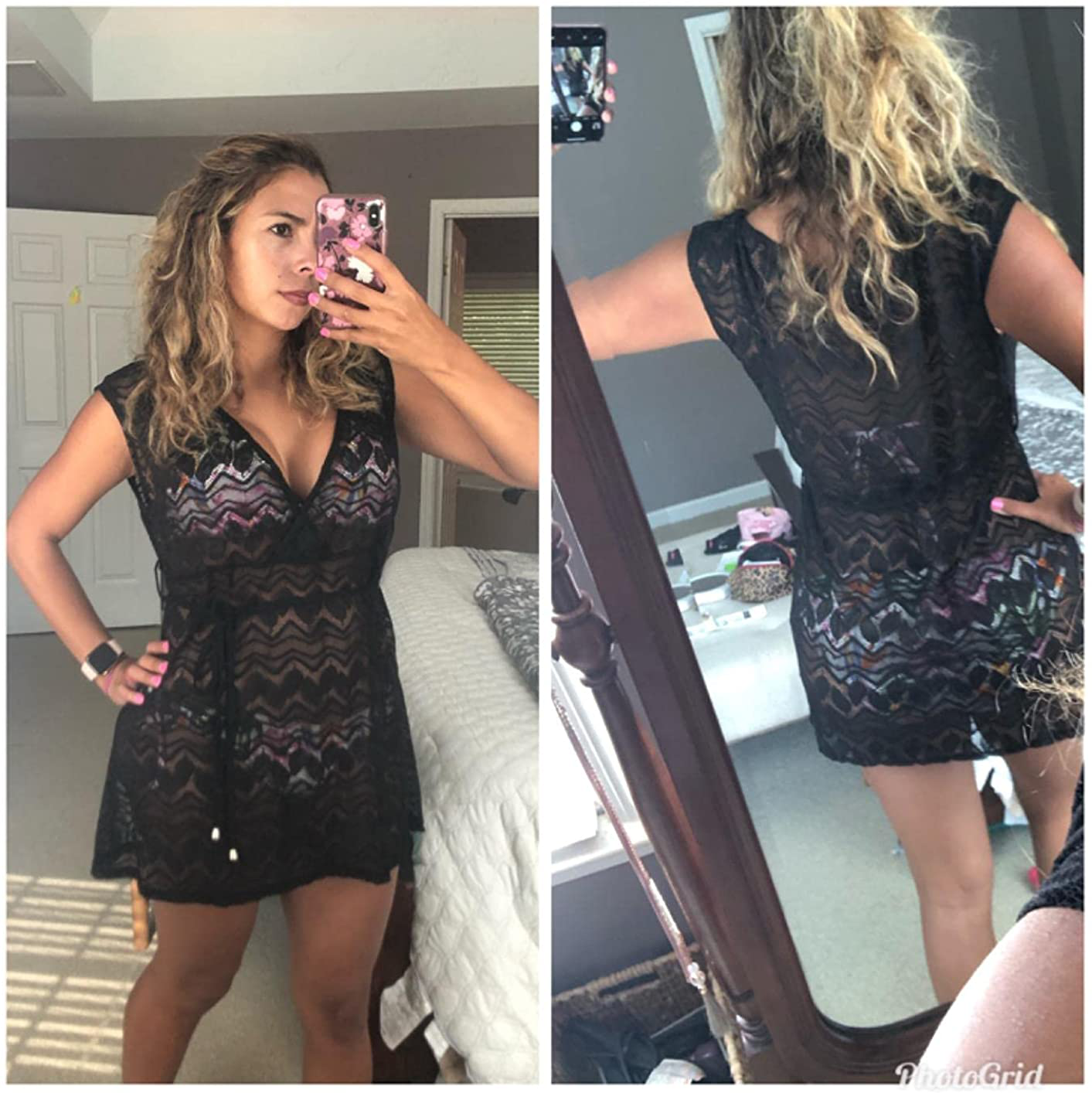 Hotouch Women'S Swimsuit Beach Cover up Lace Bikini Beachwear Sheer Bathing Suit Coverups Apparel & Accessories > Clothing > Swimwear Kylie Max