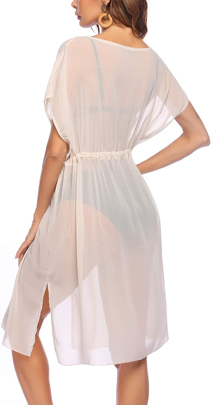 Ekouaer Women'S Summer Bikini Cover up Sexy Sheer Swimsuits Coverup Mesh Chiffon Beach Dress Swimwear Apparel & Accessories > Clothing > Swimwear Kylie Max