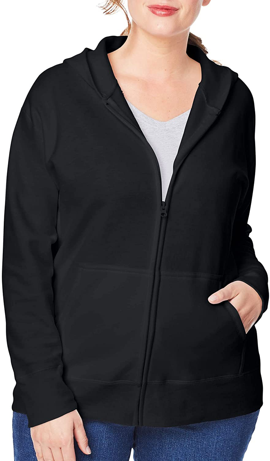 JUST MY SIZE plus Size Comfortsoft Ecosmart Fleece Full-Zip Women'S Hoodie Apparel & Accessories > Clothing > Activewear Kylie Max