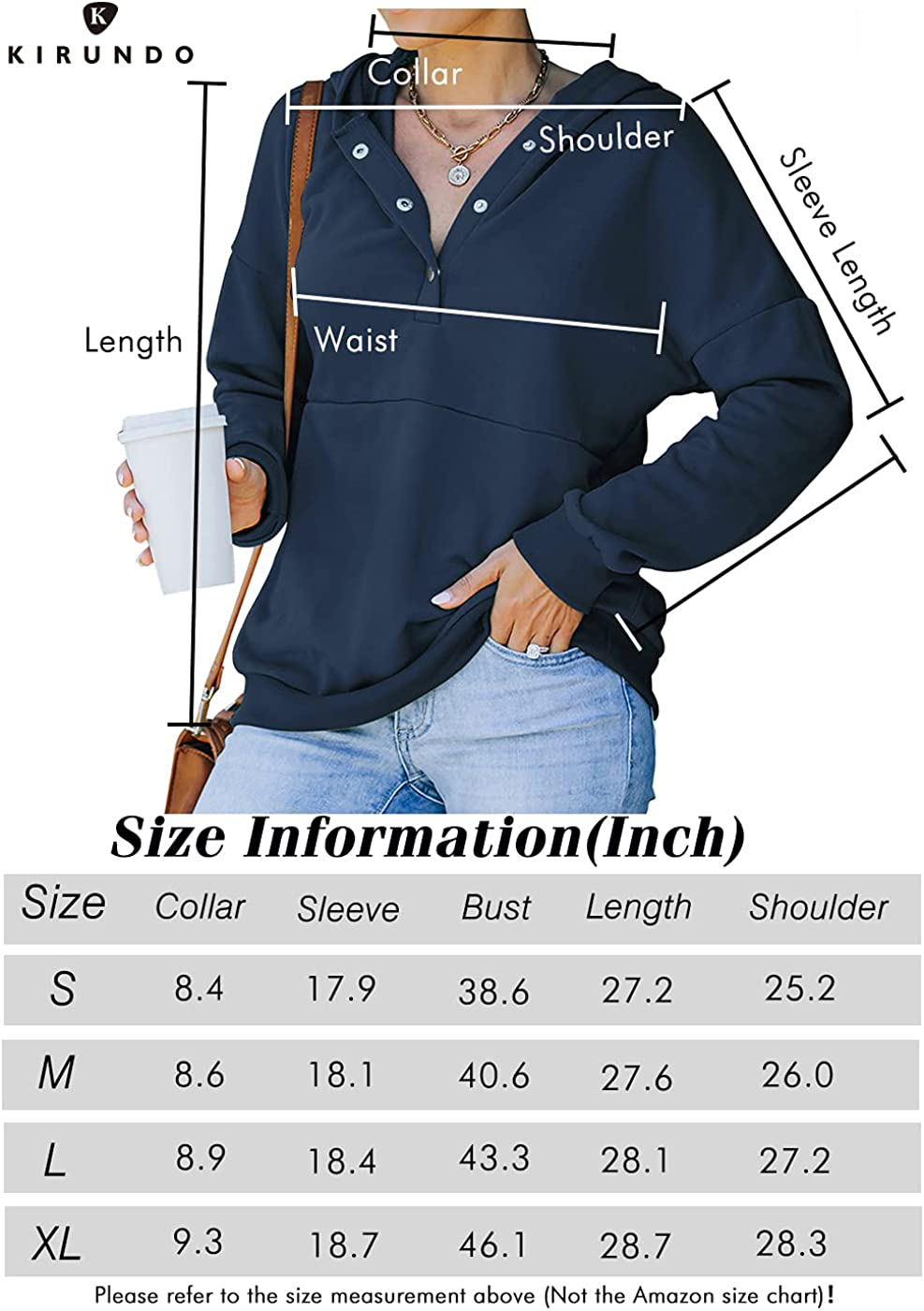KIRUNDO Women'S Long Sleeve Casual Sweatshirts Women Hoodies Solid Color Button Collar Fall Pullover Tops Apparel & Accessories > Clothing > Activewear Kylie Max