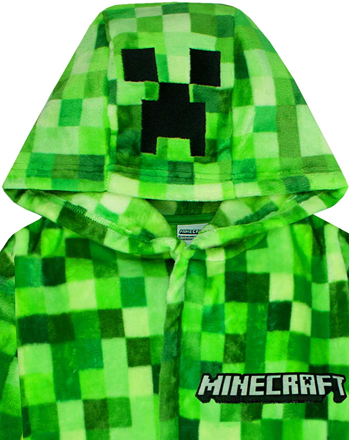 Minecraft Dressing Gown Pixelated Creeper Gamer Gift Boys Bathrobe Apparel & Accessories > Clothing > Sleepwear & Loungewear > Robes Kylie Max