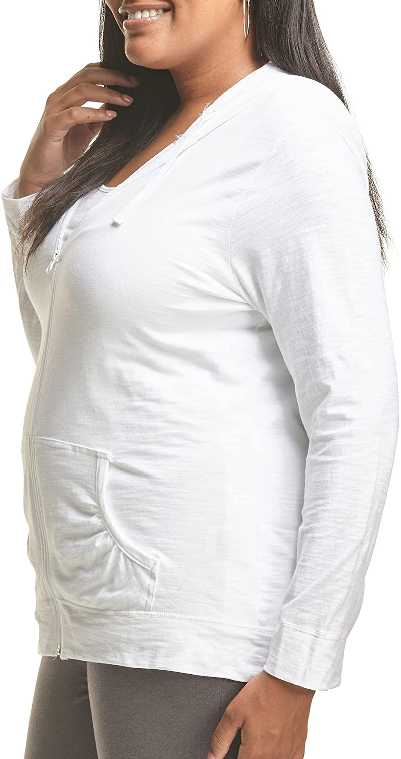 JUST MY SIZE plus Size Slub-Cotton Full-Zip Lightweight Women'S Hoodie Apparel & Accessories > Clothing > Activewear Kylie Max