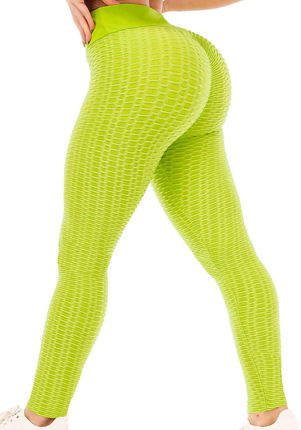 ViCherub Leggings for Women Scrunch Butt Lifting TIK Tok Yoga Pants Peach Lift High Waisted, Workout Tummy Control Tights Apparel & Accessories > Clothing > Activewear ViCherub Yellow Green Large