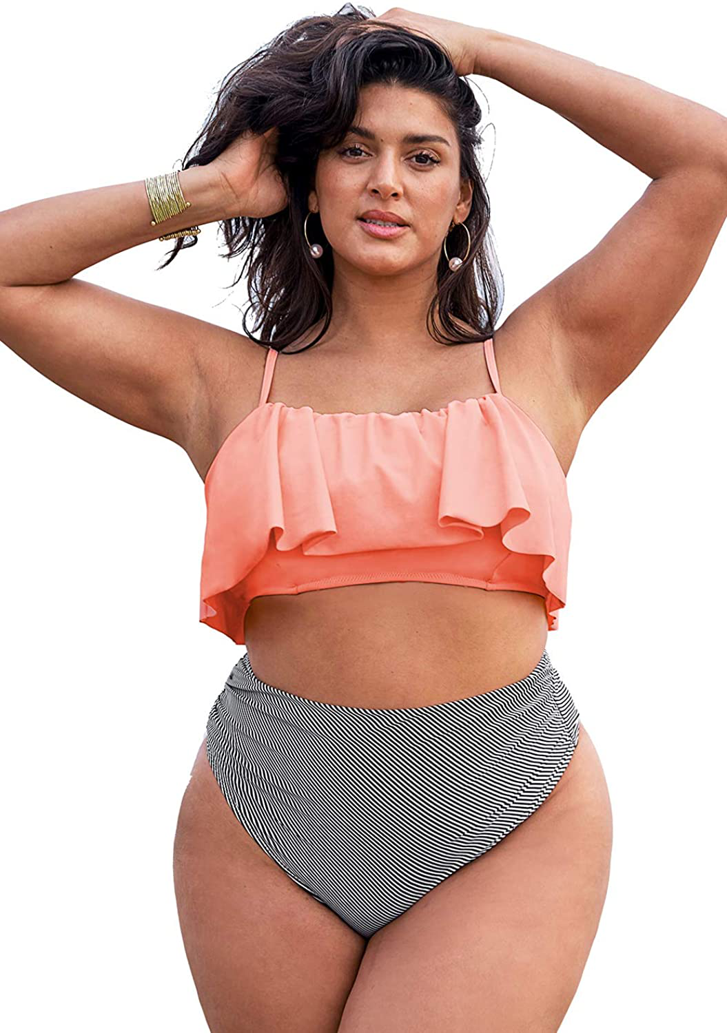 CUPSHE Women's High Waisted Falbala Bikini Set Apparel & Accessories > Clothing > Swimwear KYLIE MAX