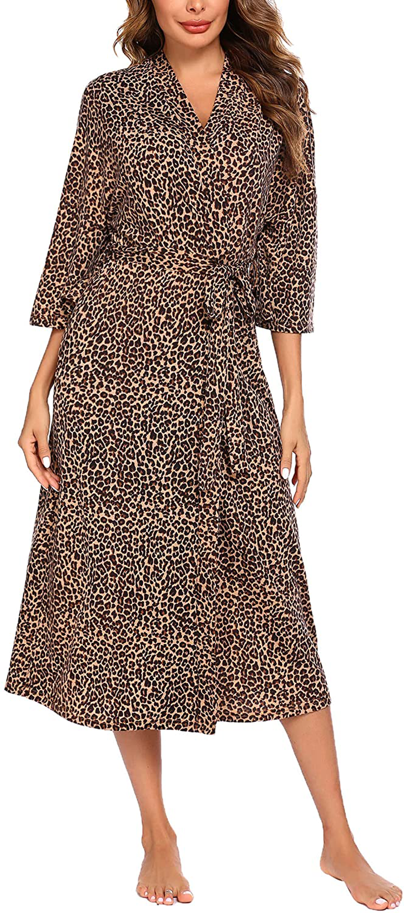 Ekouaer Women Kimono Robes Lightweight Long Knit Bathrobe V-Neck Soft Sleepwear Casual Ladies Loungewear S-2XL Apparel & Accessories > Clothing > Sleepwear & Loungewear > Robes Ekouaer