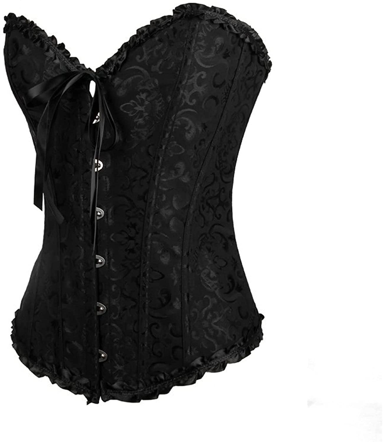 Lacing Corset for Women Lace Boned Overbust Body Shaper Bustier Sexy Satin Brocade Lingerie Shapewear Top Apparel & Accessories > Clothing > Underwear & Socks > Lingerie Generic