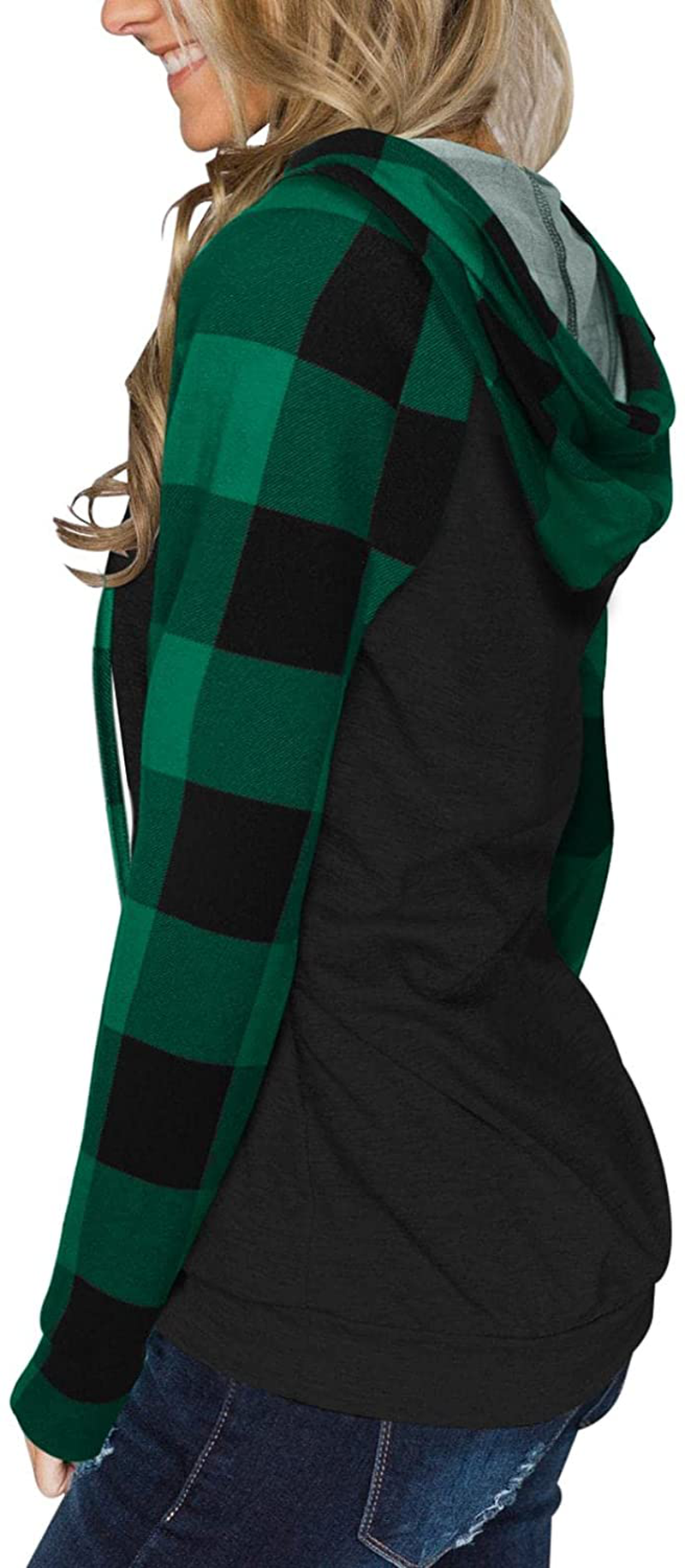 PINKMSTYLE Womens Color Block Hoodies Casual Lightweight Drawstring Pullover Sweatshirt Fall Long Sleeve Tops with Pocket Apparel & Accessories > Clothing > Activewear Kylie Max