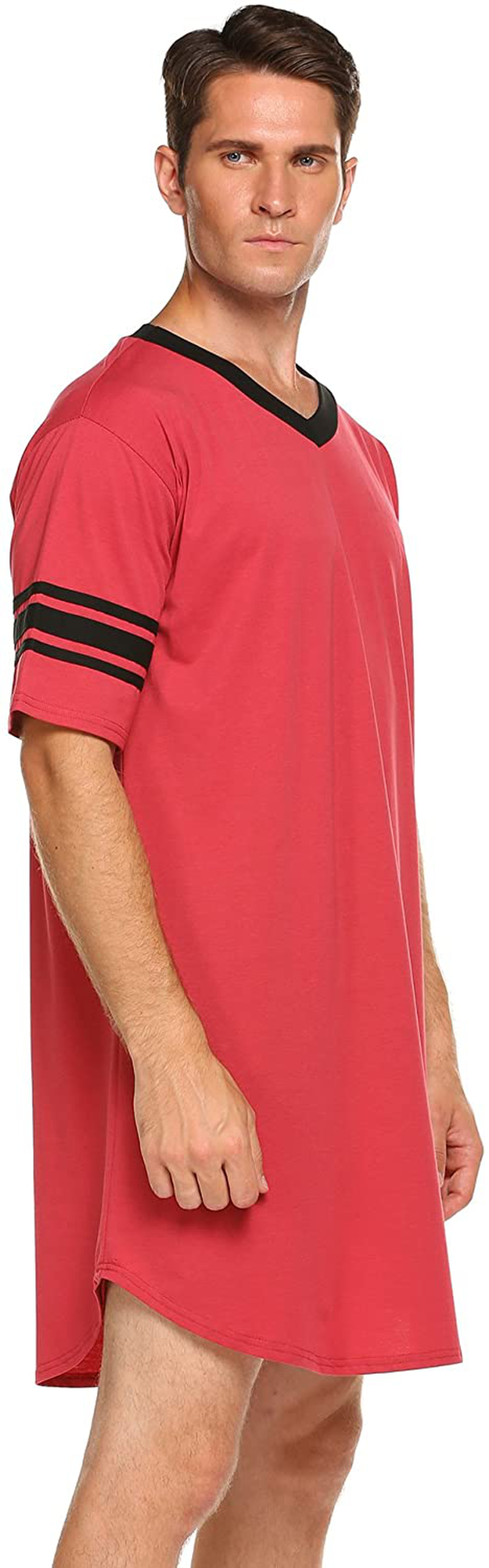 Ekouaer Men'S Nightshirt, Cotton Nightwear Comfy Big&Tall V Neck Short Sleeve Soft Loose Pajama Sleep Shirt Apparel & Accessories > Clothing > Sleepwear & Loungewear > Nightgowns Kylie Max