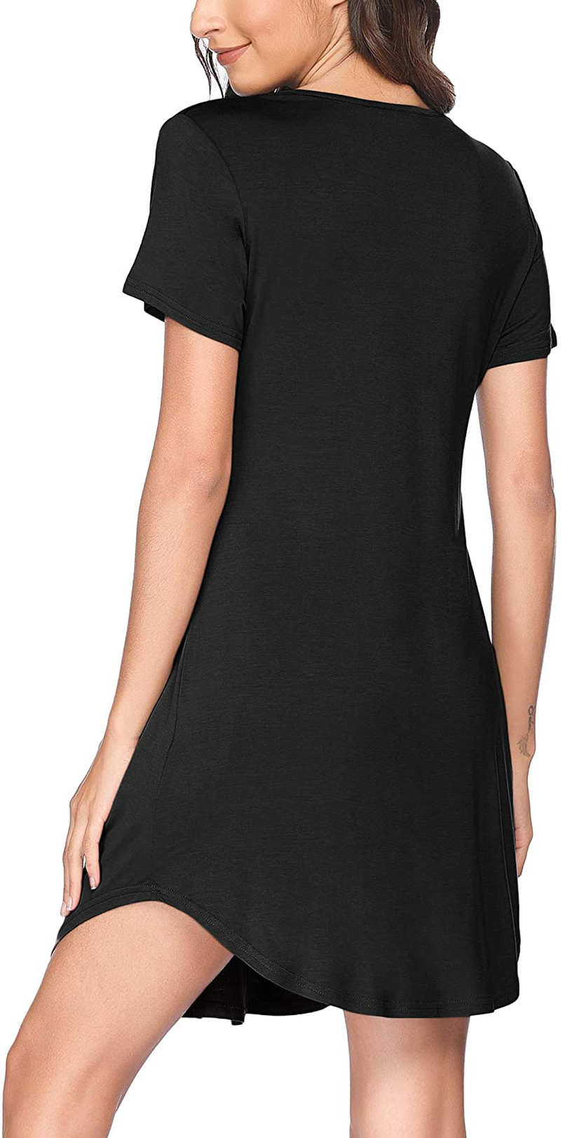 Ekouaer Nightshirt Sexy V Neck Short Sleeve Women Nightgown Soft Sleep Shirts Nightdress Loose Sleepwear Apparel & Accessories > Clothing > Sleepwear & Loungewear > Nightgowns Kylie Max