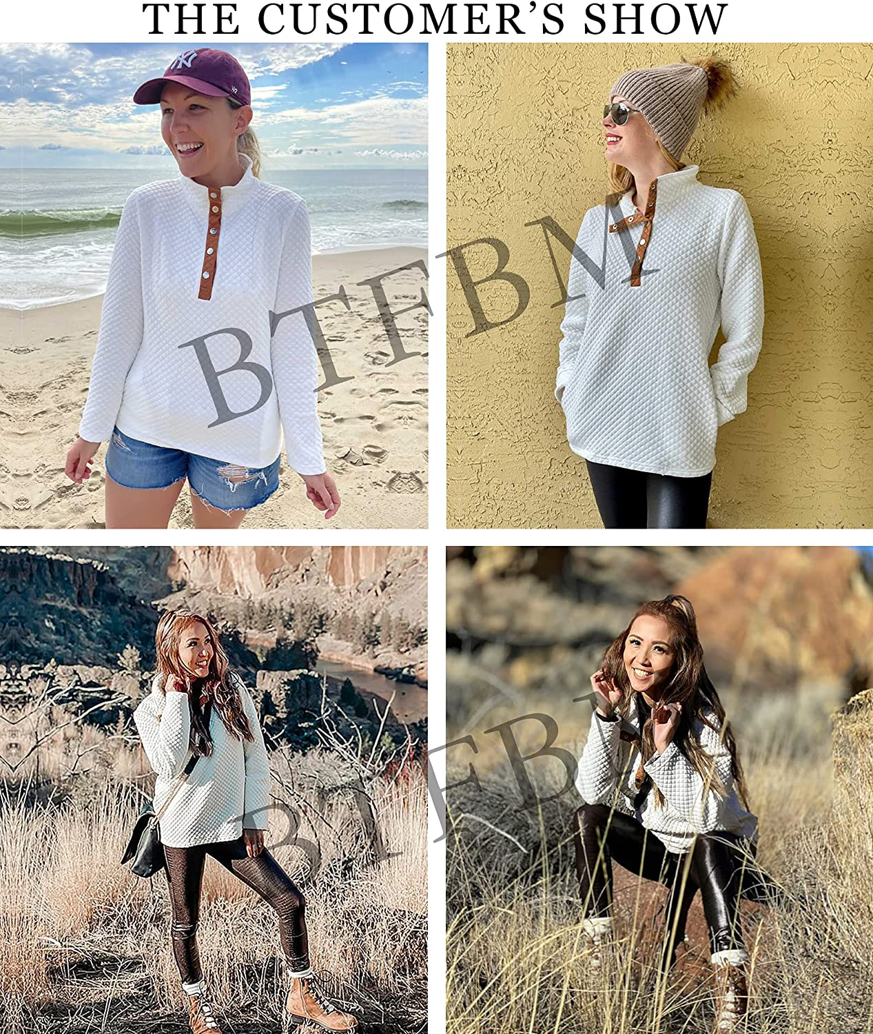 BTFBM Women Fashion Quilted Pattern Lightweight Zipper Long Sleeve Plain Casual Ladies Sweatshirts Pullovers Shirts Tops Apparel & Accessories > Clothing > Activewear Kylie Max