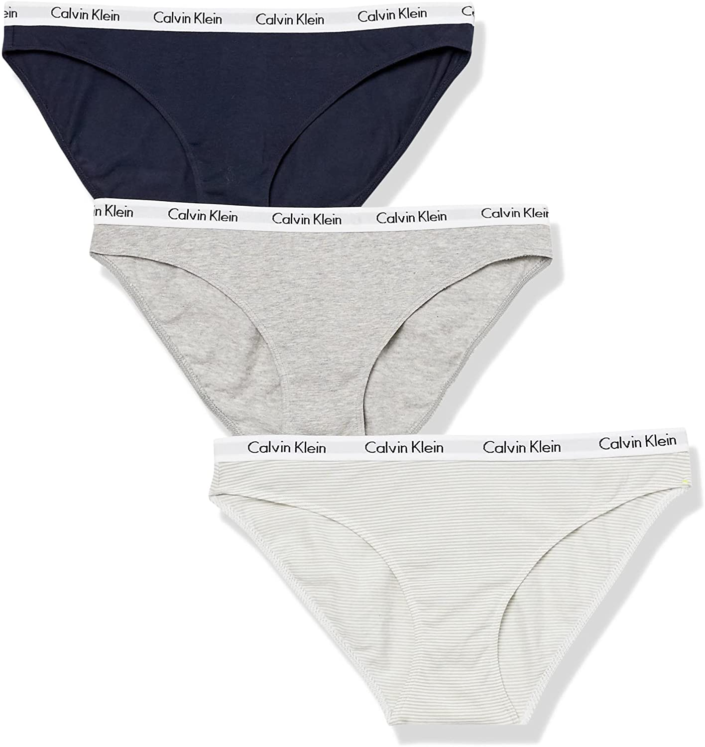 Calvin Klein Women'S Carousel Logo Cotton Bikini Panty Apparel & Accessories > Clothing > Underwear & Socks > Underwear Calvin Klein Grey Heather/Shoreline/Feeder Stripe-desert Sage 3 Small