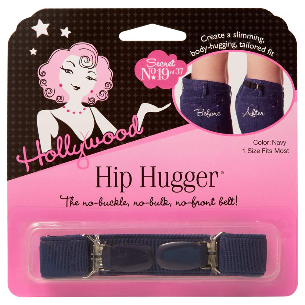 Hollywood Fashion Secrets Hip Hugger, One Size, Figure Slimming No Buckle No Bulk Elastic Band Belt Alternative, Navy Apparel & Accessories > Clothing Accessories > Belts Hollywood Fashion Secrets Navy