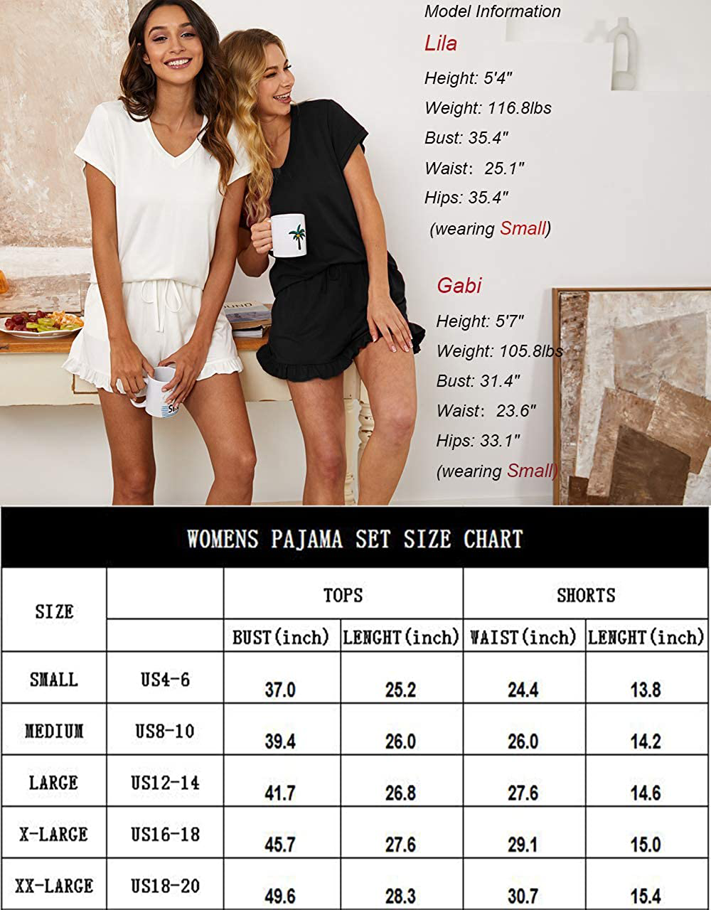 Luckymore Women'S Pajama Short Sleeve Sleepwear Soft Pj Set V Neck Top and Shorts Pajamas Set Apparel & Accessories > Clothing > Sleepwear & Loungewear > Pajamas Kylie Max
