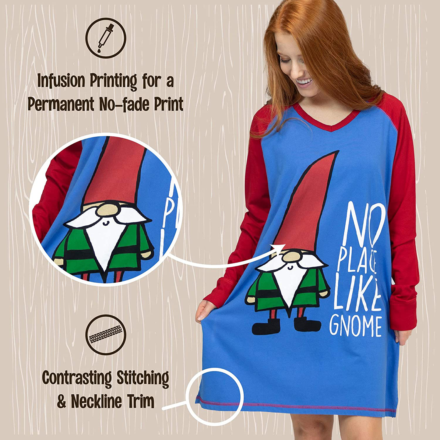 Lazy One V-Neck Nightshirts for Women, Animal Designs Apparel & Accessories > Clothing > Sleepwear & Loungewear > Nightgowns Kylie Max