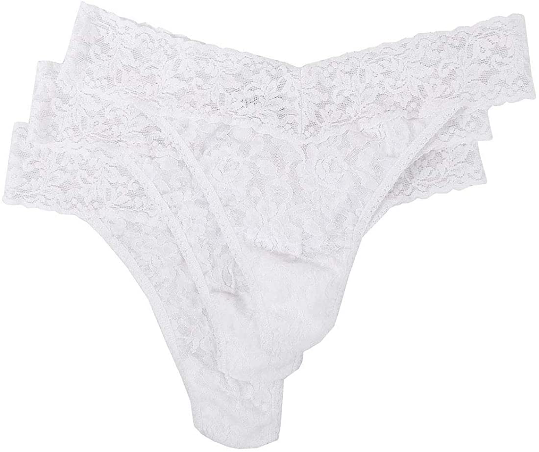 hanky panky, Signature Lace Original Rise Thong 3 Pack, One Size (4-14) Apparel & Accessories > Clothing > Underwear & Socks > Underwear hanky panky White One Size