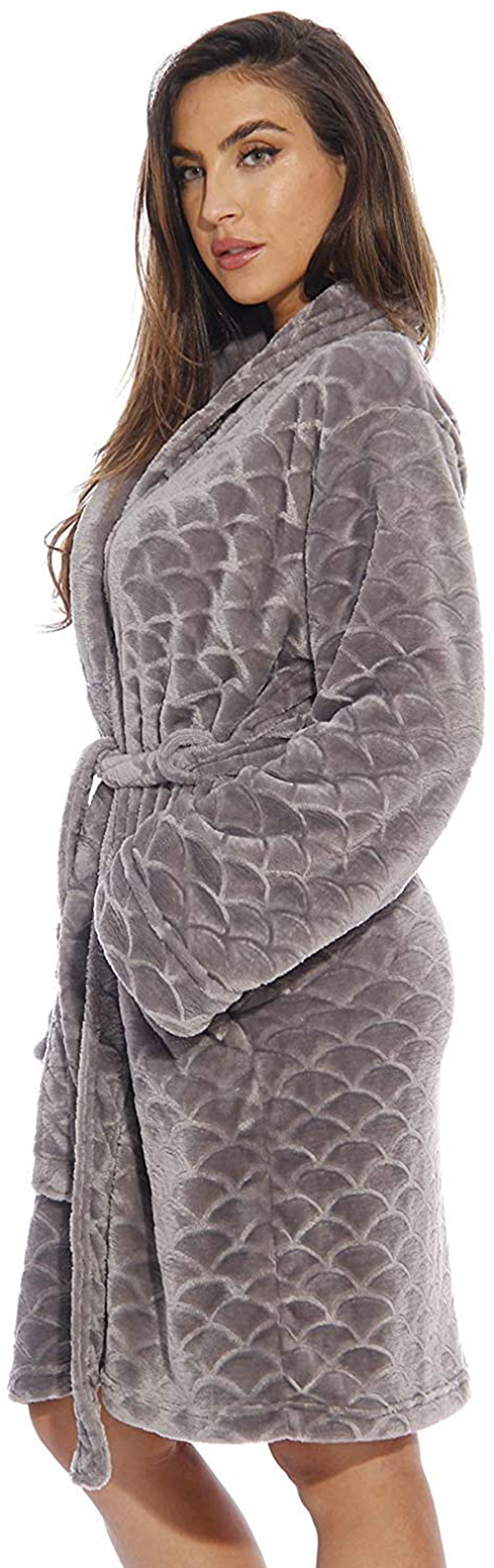 Just Love Kimono Robe Velour Chevron Texture Bath Robes for Women Apparel & Accessories > Clothing > Sleepwear & Loungewear > Robes Kylie Max