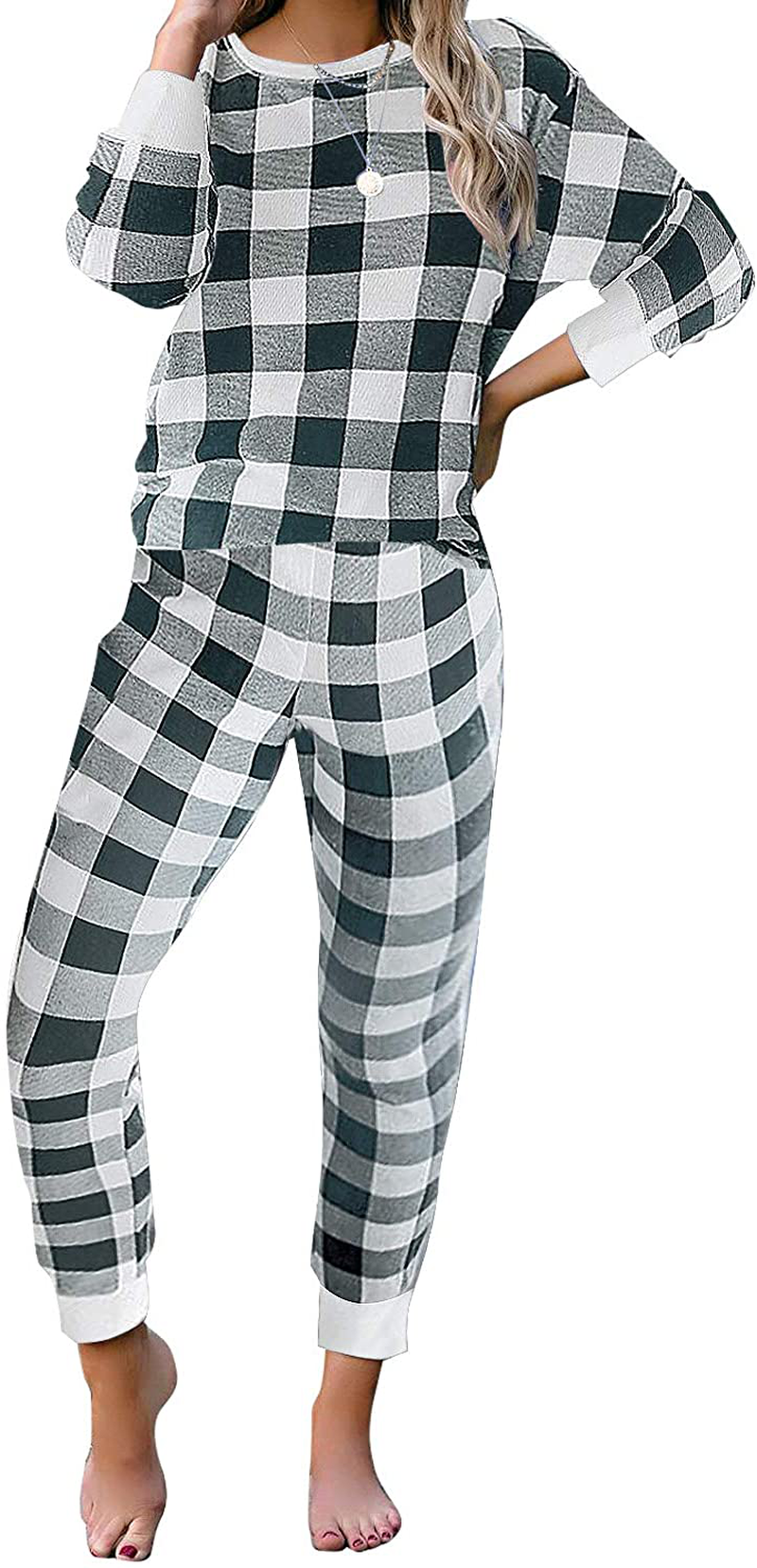 luvamia Women Tie Dye Pajama Sets Long Sleeve Tops and Pants PJ Sets Joggers Loungewear Sleepwear Apparel & Accessories > Clothing > Sleepwear & Loungewear > Pajamas KYLIE MAX A Christams Plaid XX-Large