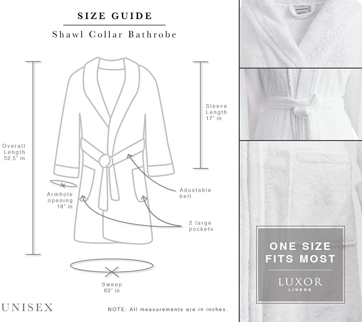 Luxor Linens Couple'S Terry Cloth Bathrobe Egyptian Cotton Unisex Luxurious Soft Plush Elegant San Marco Apparel & Accessories > Clothing > Sleepwear & Loungewear > Robes Kylie Max