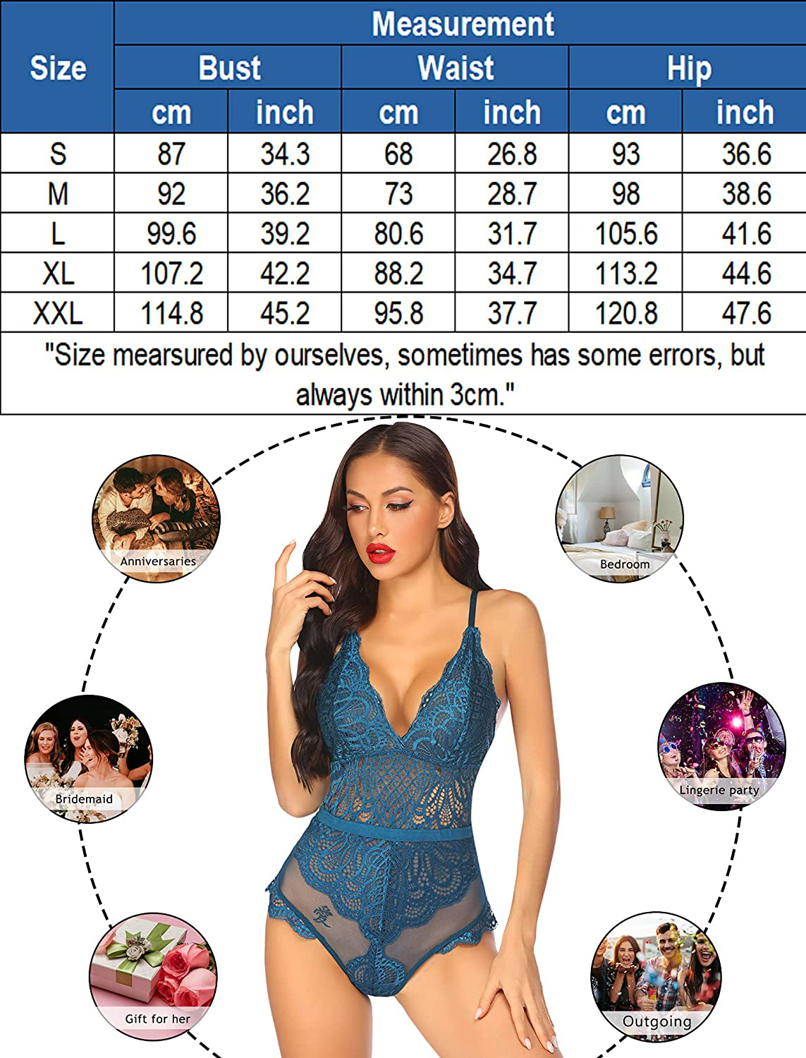 Avidlove Snap Crotch Lingerie Sexy Teddy Bodysuit One Piece Lace Babydoll Apparel & Accessories > Clothing > Underwear & Socks > Lingerie Avidlove