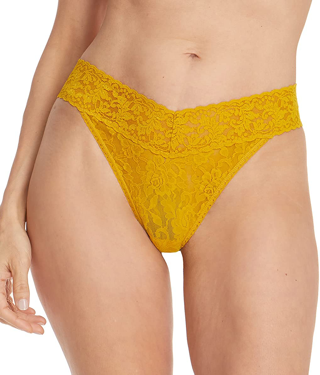 hanky panky Women's Signature Lace Original Rise Thong Apparel & Accessories > Clothing > Underwear & Socks > Underwear hanky panky Topaz Yellow