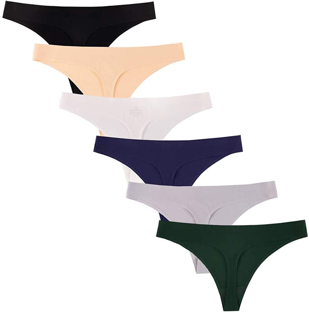 Closecret Lingerie Women 6 Pack Seamless Thongs Underwear Ice Silk Comfy G-string Panties Apparel & Accessories > Clothing > Underwear & Socks > Underwear Closecret Style 9 Small