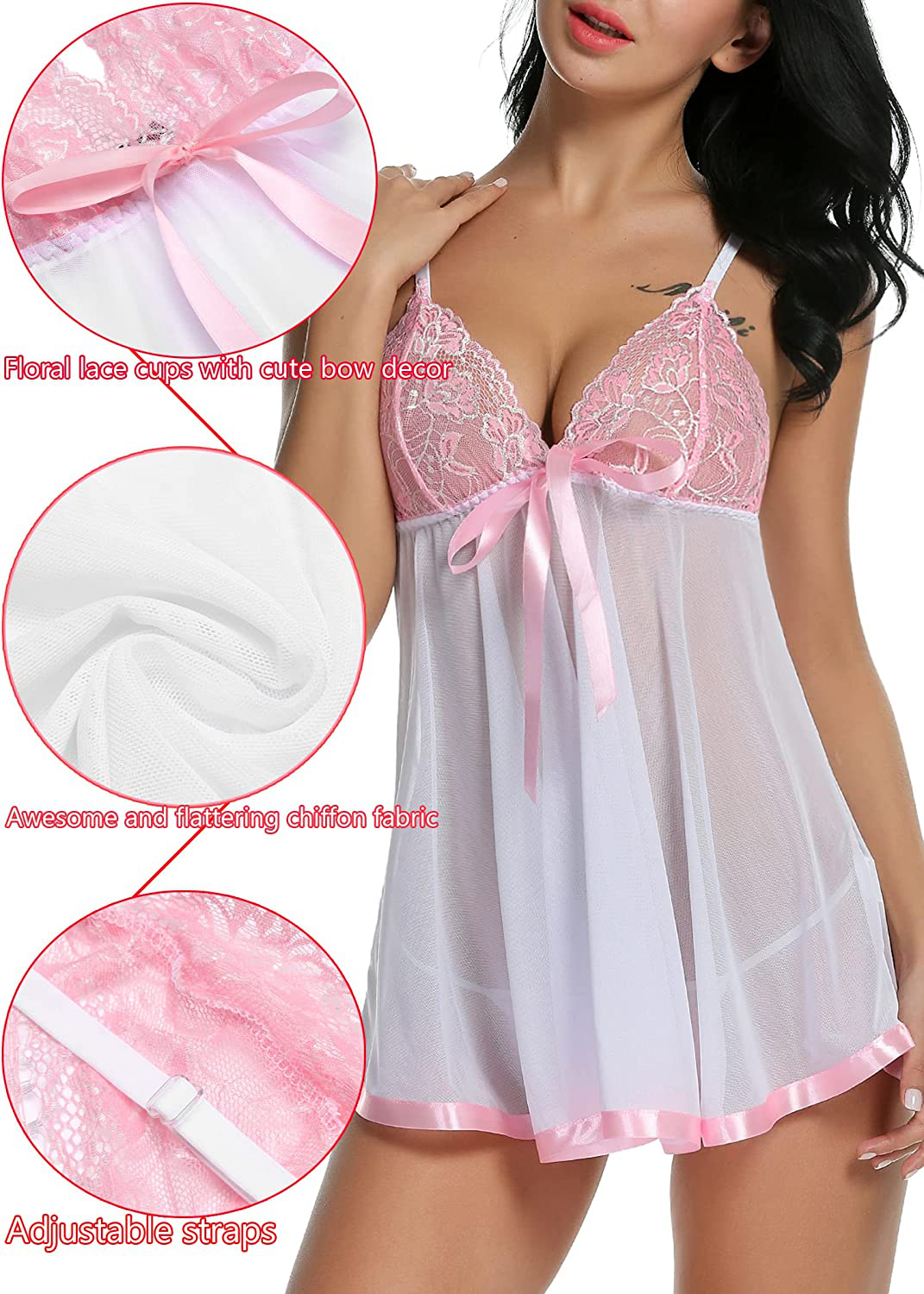 Avidlove Women'S Lingerie Lace Babydoll Strap Chemise Mesh Sleepwear Outfits Apparel & Accessories > Clothing > Underwear & Socks > Lingerie Kylie Max