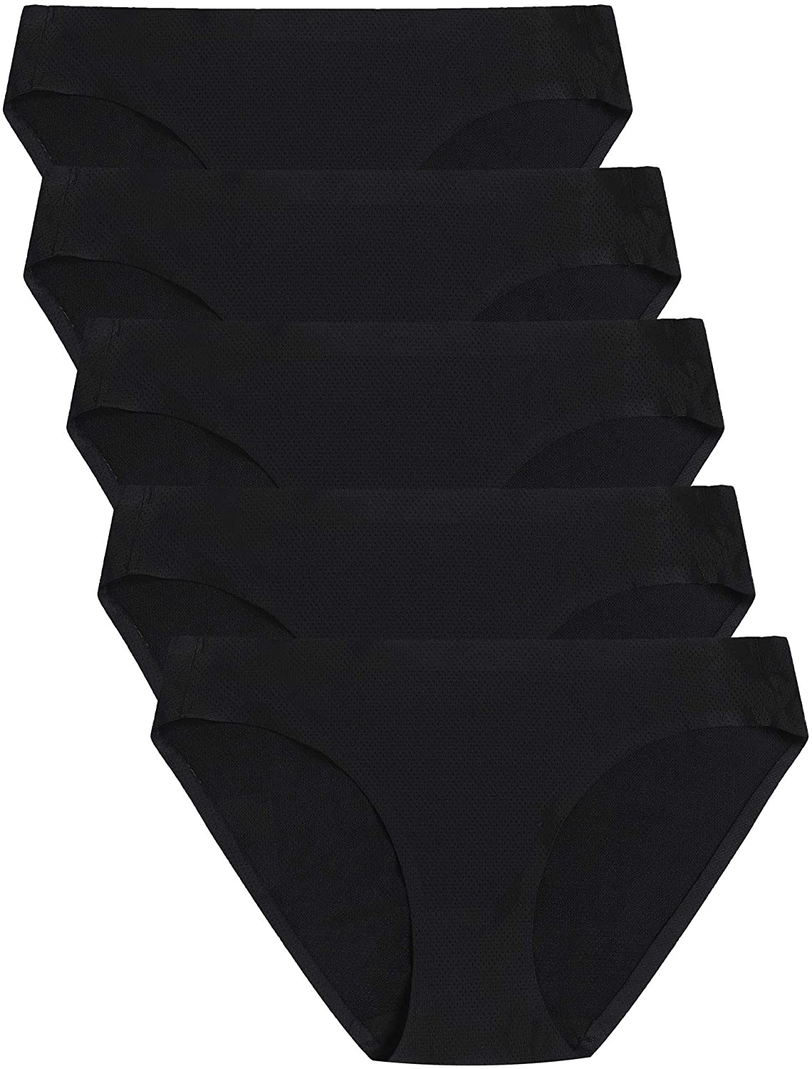 VOENXE Womens Seamless Underwear Breathable Stretch Bikini Panties Apparel & Accessories > Clothing > Underwear & Socks > Underwear voenxe F-5 Pack Black Small