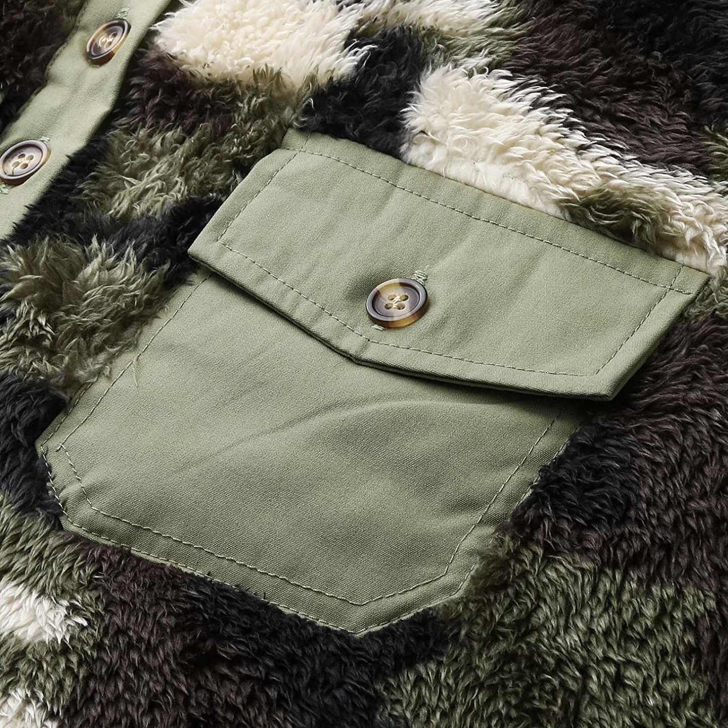 Merthy Mens Warm Camo Plush Henely Shirts Sherpa Fleece Jackets Long Sleeve Stand Collar Thermal Stylish Printed Outwear Apparel & Accessories > Clothing > Underwear & Socks > Shapewear Merthy