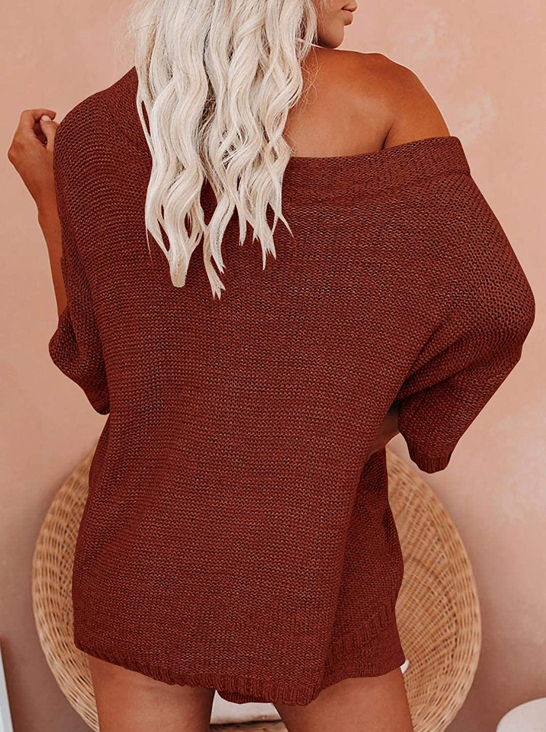 Ermonn Womens 2 Piece Outfits Sweater Sets off Shoulder Knit Tops Waist Short Suits Casual Pajama Set Apparel & Accessories > Clothing > Sleepwear & Loungewear Kylie Max