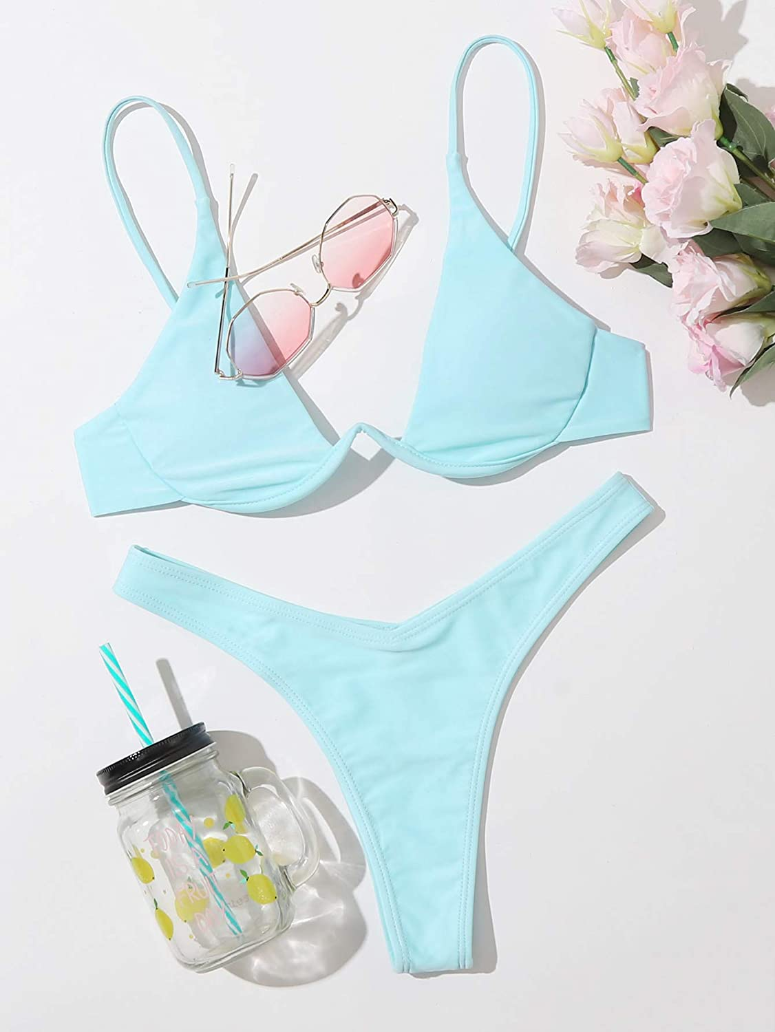 Verdusa Women'S Sexy Triangle Bathing Two Pieces Swimsuit Bikini Set Apparel & Accessories > Clothing > Underwear & Socks > Underwear Verdusa