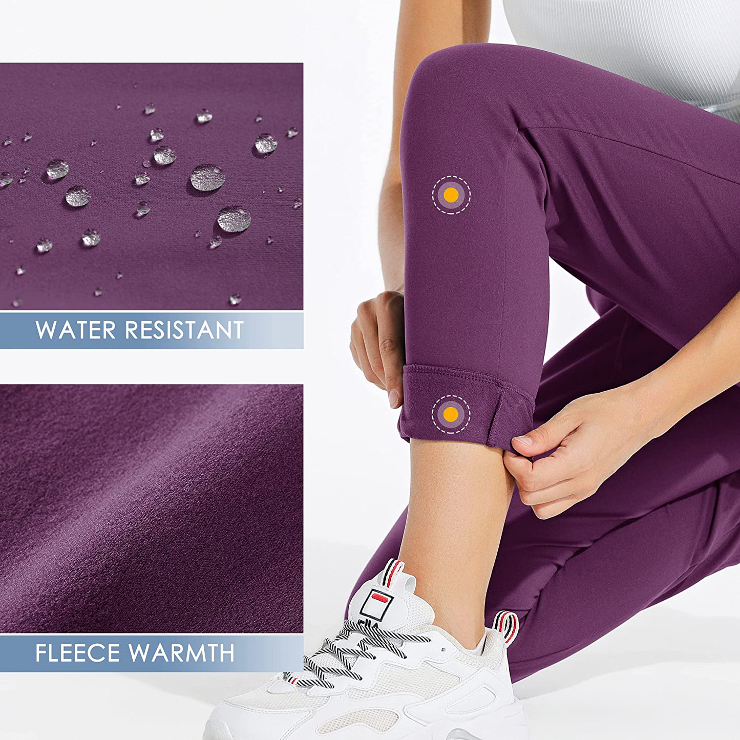 Willit Women'S Fleece Lined Joggers Warm Pants Running Thermal Sweatpants Winter Athletic Water Resistant with Pockets Apparel & Accessories > Clothing > Activewear Kylie Max