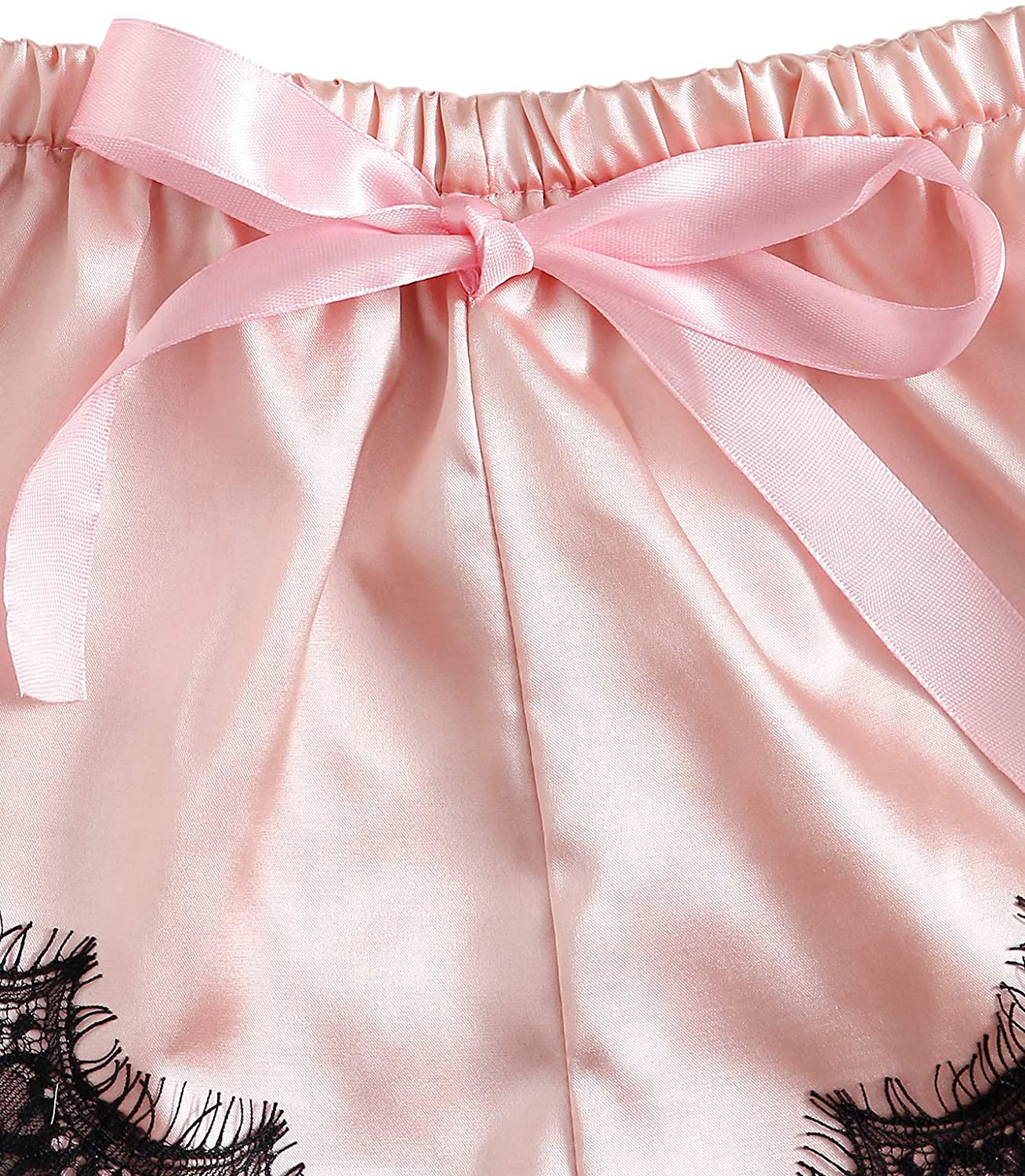 SOLY HUX Women'S Lace Sheer Cami Top with Satin Shorts Pajama Set Sleepwear Apparel & Accessories > Clothing > Sleepwear & Loungewear Kylie Max
