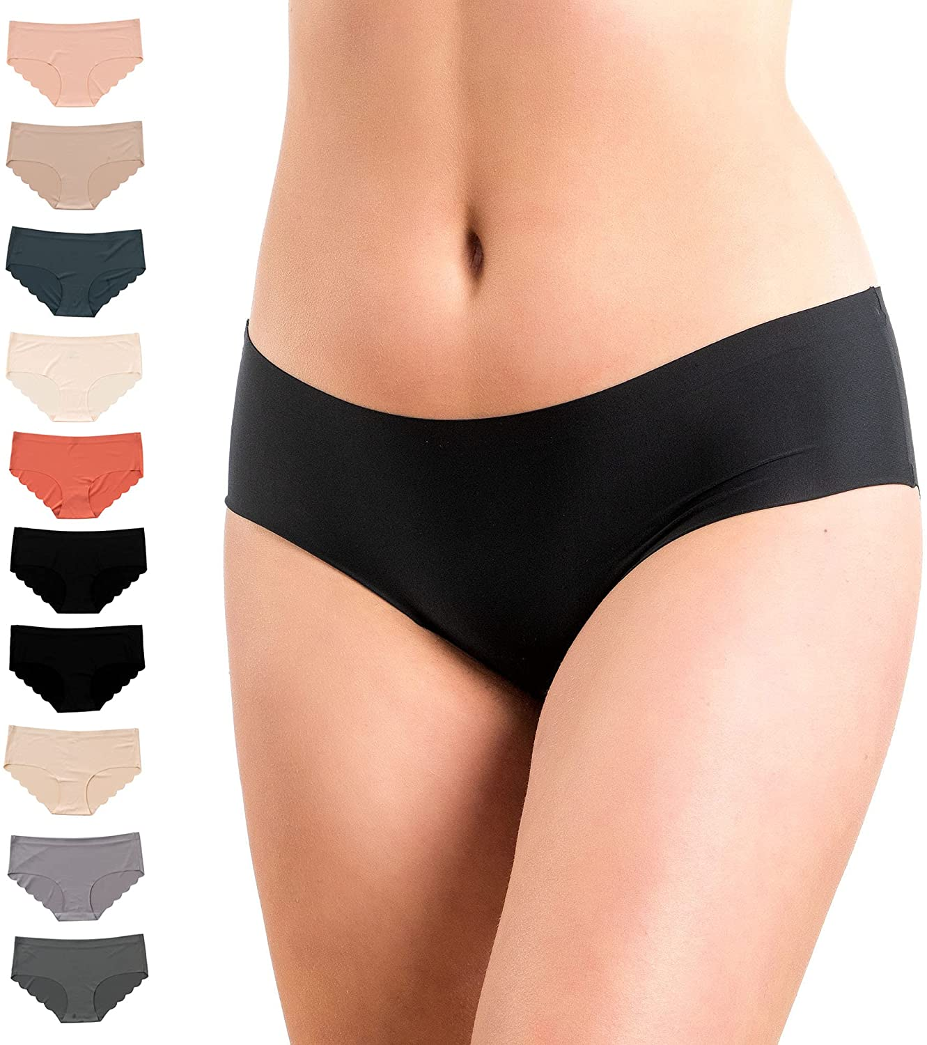 Pretty Sweet Basics Women’S Laser Cut Bikini Cheeky Hipster Panties, Pack of 10 Apparel & Accessories > Clothing > Underwear & Socks > Underwear Pretty Sweet Basics Pretty Sweet Intimates