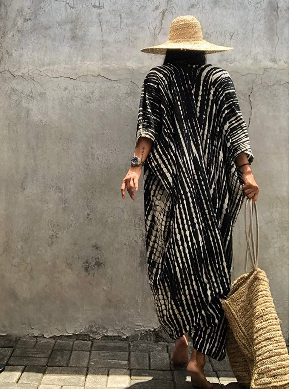 Bsubseach Stylish Tie Dye Open Front Long Kimono Swimsuit Cover up for Women Apparel & Accessories > Clothing > Swimwear Kylie Max