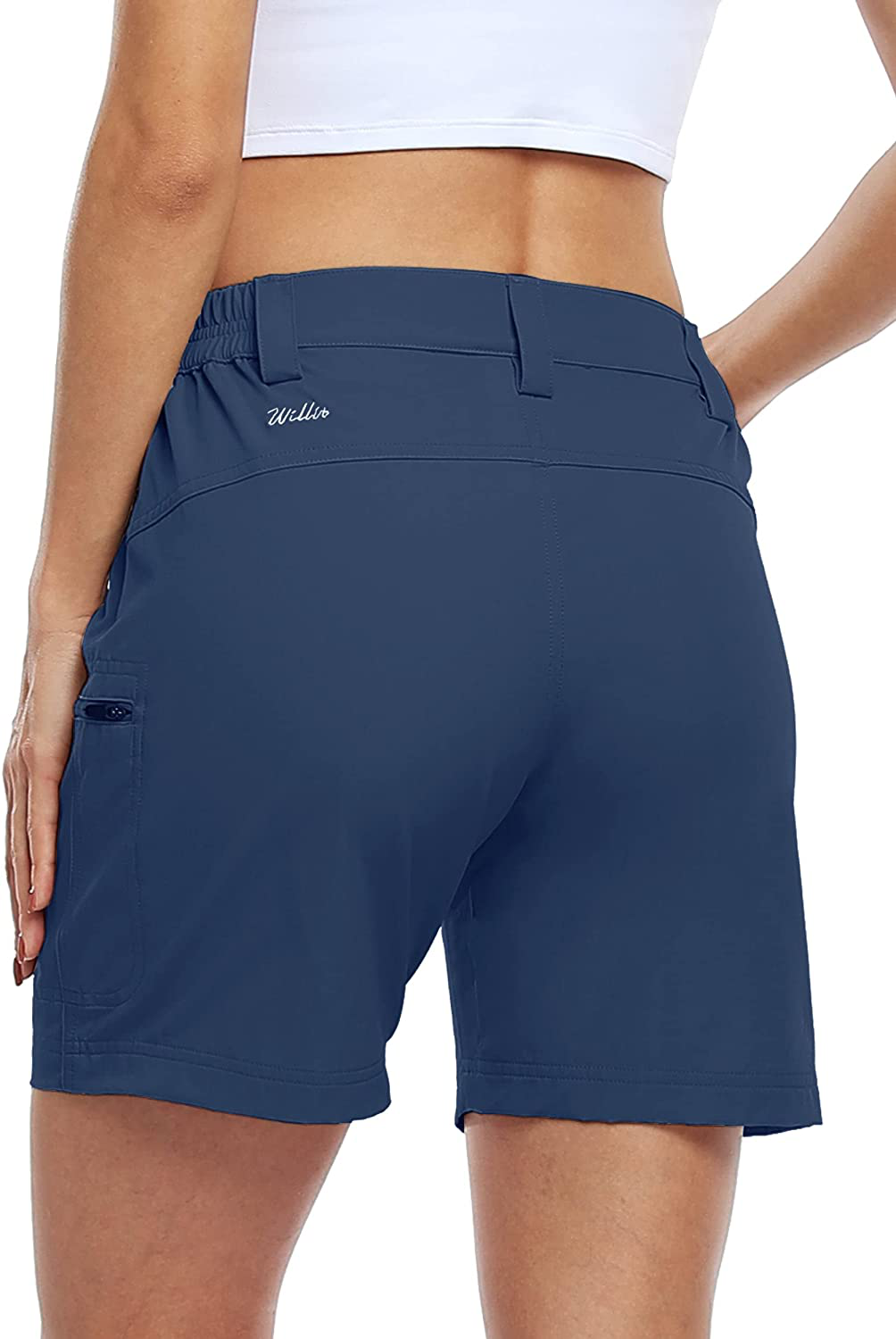 Willit Women'S Hiking Cargo Shorts Stretch Golf Active Shorts Outdoor Summer Shorts with Pockets Water Resistant 5" Apparel & Accessories > Clothing > Shorts Kylie Max