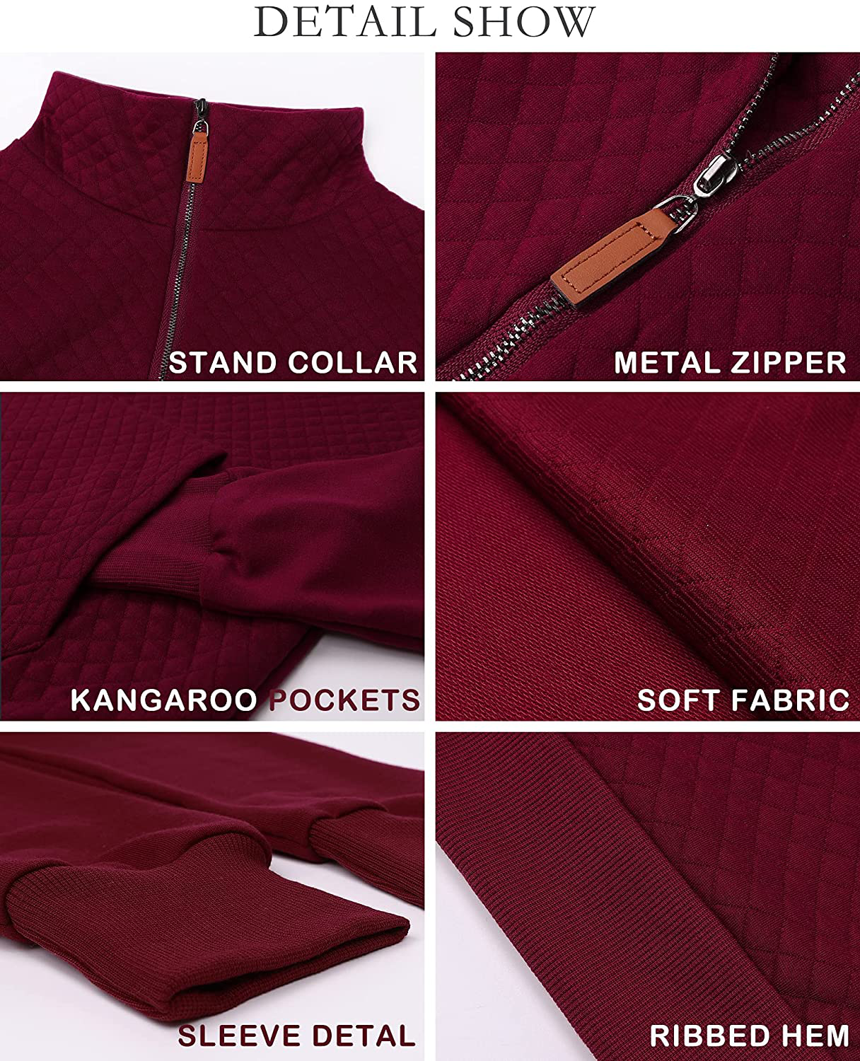 BTFBM Women Fashion Quilted Pattern Lightweight Zipper Long Sleeve Plain Casual Ladies Sweatshirts Pullovers Shirts Tops Apparel & Accessories > Clothing > Activewear Kylie Max