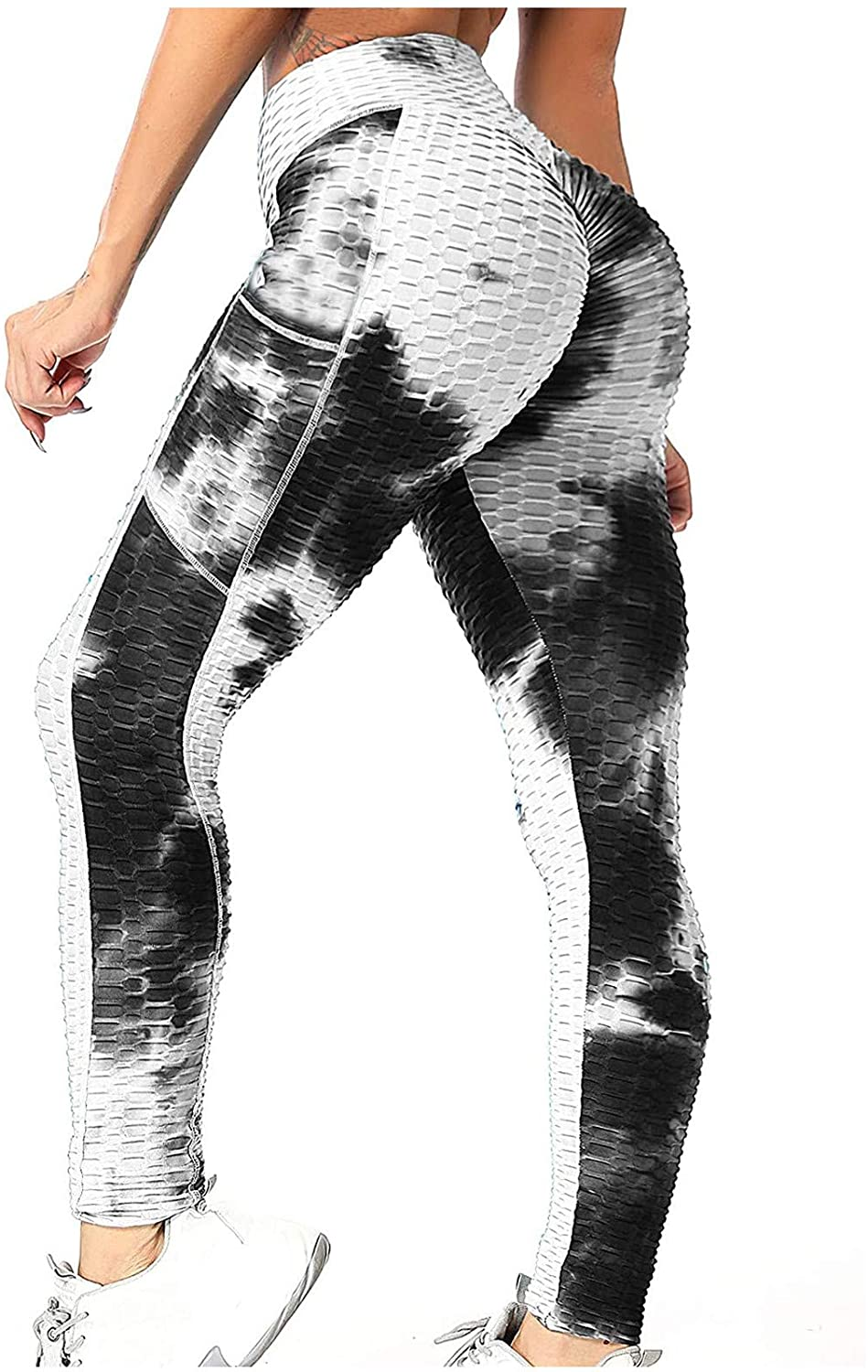 Burband Gradient Seamless Leggings for Women High Waist Tummy Control Yoga Pants Tye Die Ruched Booty Compression Tights Apparel & Accessories > Clothing > Underwear & Socks > Shapewear Burband