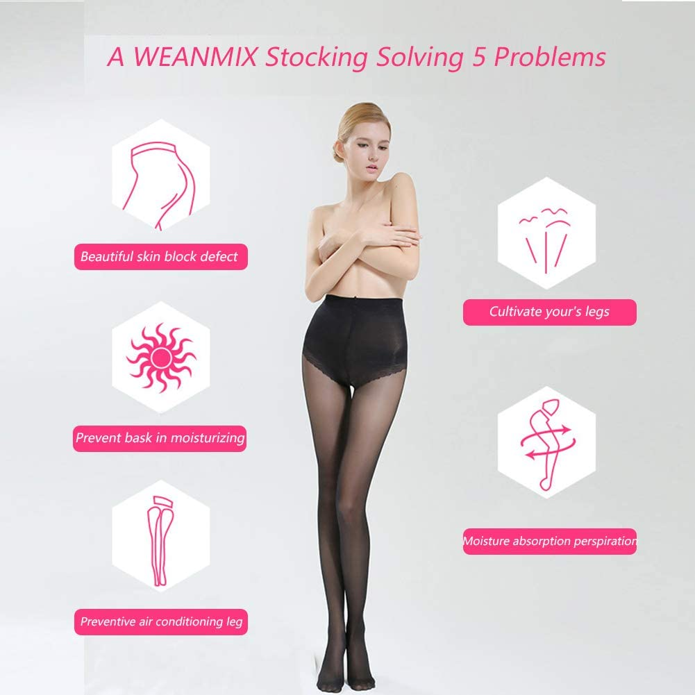 WEANMIX Women'S Control Top Compression Pantyhose Solid Color Tights Silky Soft Stockings with Reinforced Toe Apparel & Accessories > Clothing > Underwear & Socks > Shapewear WEANMIX