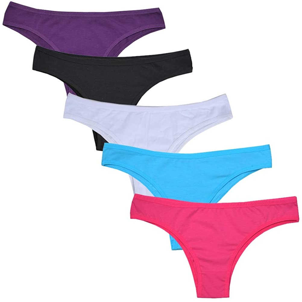 Nightaste Women'S 5-Pack Soft Cotton Tanga Panties Breathable Sport Half Back Coverage Bikini Thong Underwear Apparel & Accessories > Clothing > Underwear & Socks > Underwear Nightaste Multi1 Large