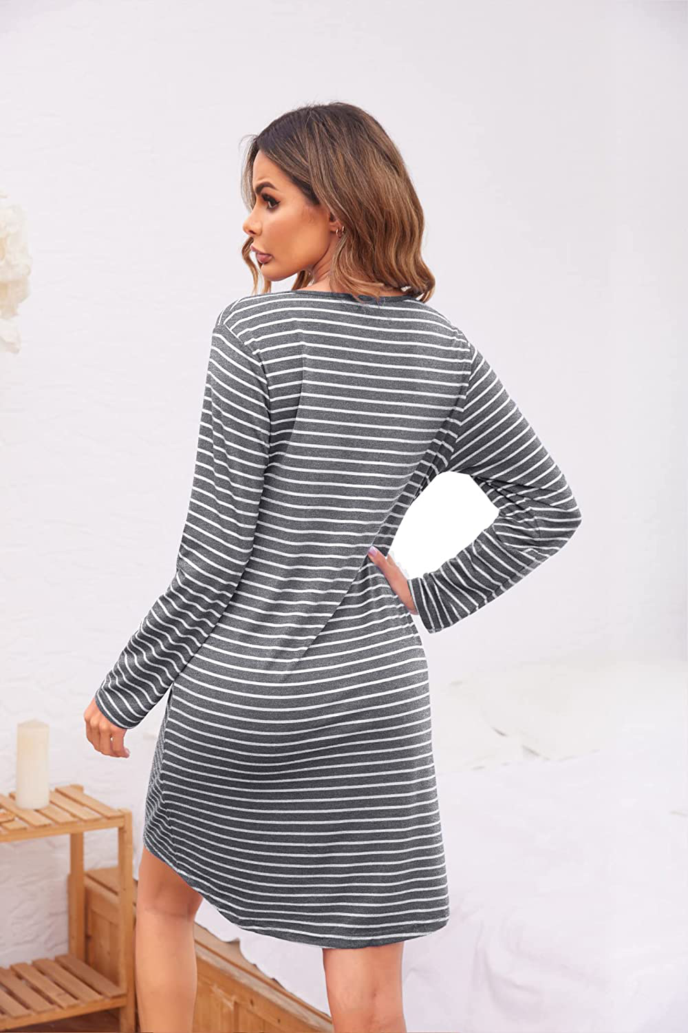 Ekouaer Women'S Nightshirt Long Sleeve Button down Nightgown V-Neck Sleepwear Short Sleeve Pajama Dress Apparel & Accessories > Clothing > Sleepwear & Loungewear > Nightgowns Kylie Max