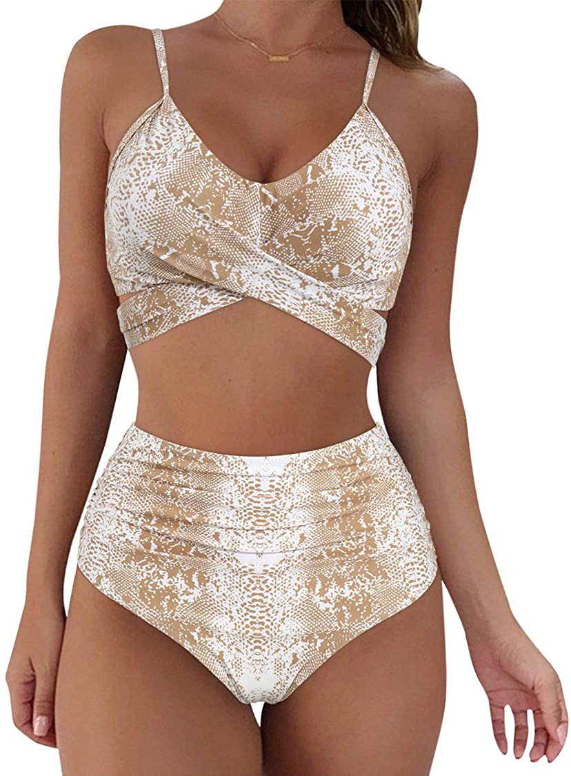 SUUKSESS Women Wrap Bikini Set Push Up High Waisted 2 Piece Swimsuits Apparel & Accessories > Clothing > Swimwear SUUKSESS