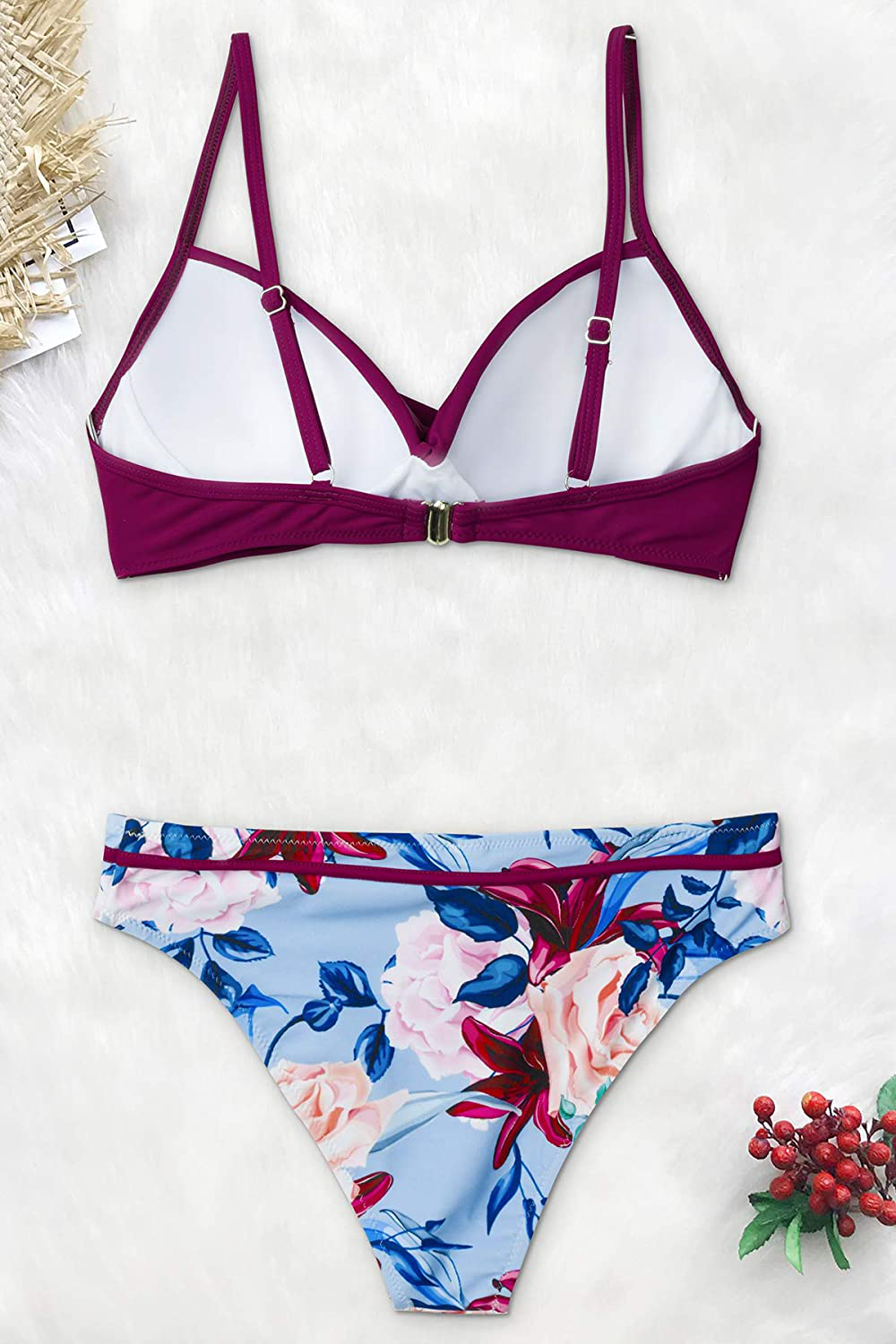 CUPSHE Women's Leafy Wrap Tie Bikini Set Halter Back Bow Low Waisted Bathing Suit Apparel & Accessories > Clothing > Swimwear KYLIE MAX