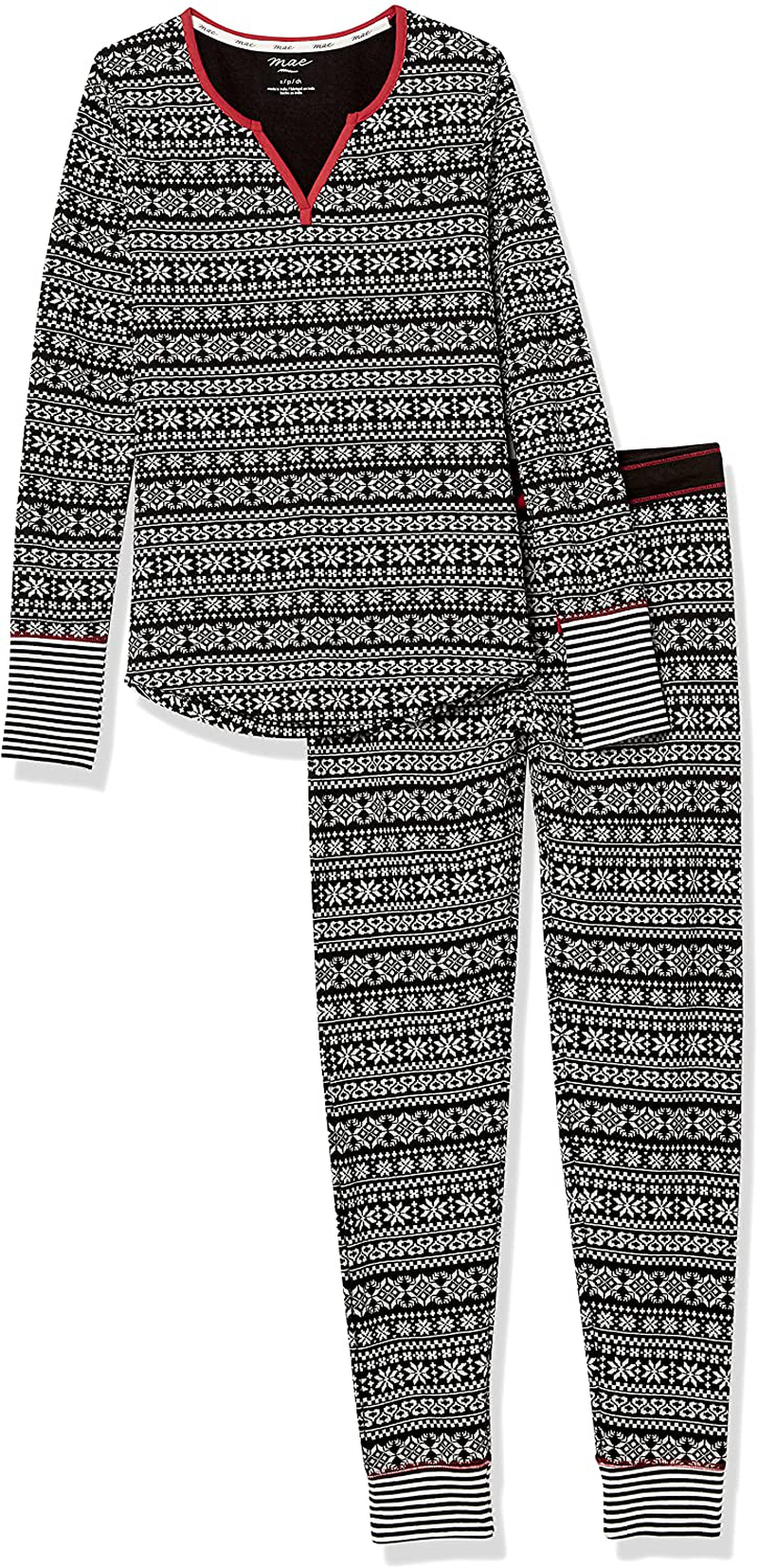 Mae Women's Vintage Thermal Henley Long Sleeve Top with Jogger Pajama Set Apparel & Accessories > Clothing > Sleepwear & Loungewear > Pajamas Mae