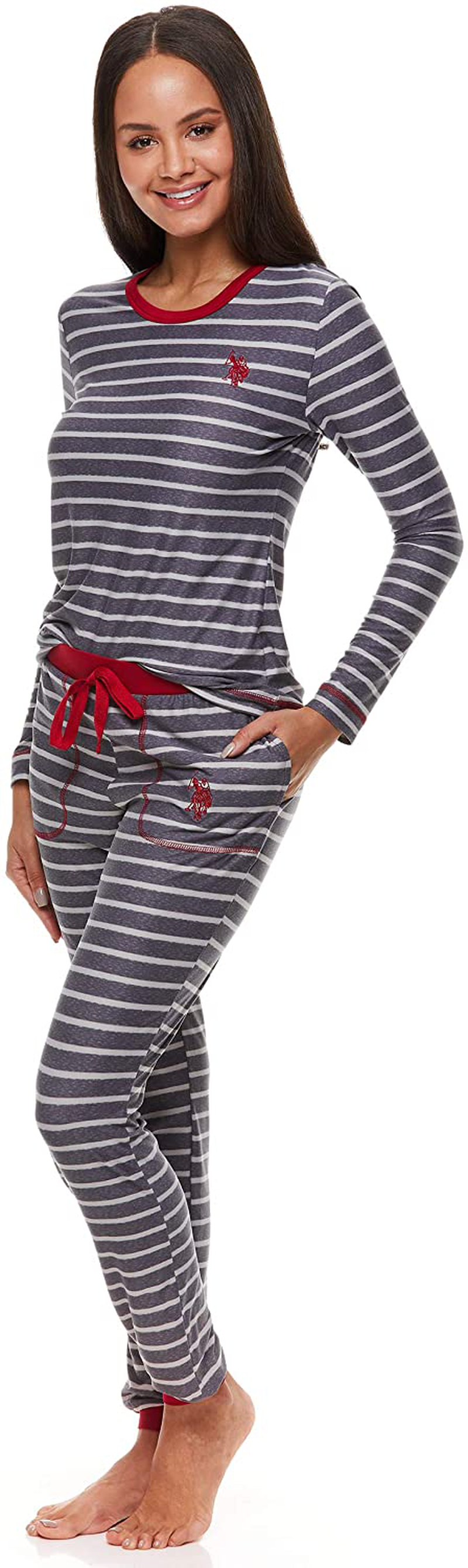 U.S. Polo Assn. Womens Pajamas Set with Pockets - Long Sleeve Shirt and Pajama Pants Loungewear Set Apparel & Accessories > Clothing > Sleepwear & Loungewear > Pajamas U.S. Polo Assn.