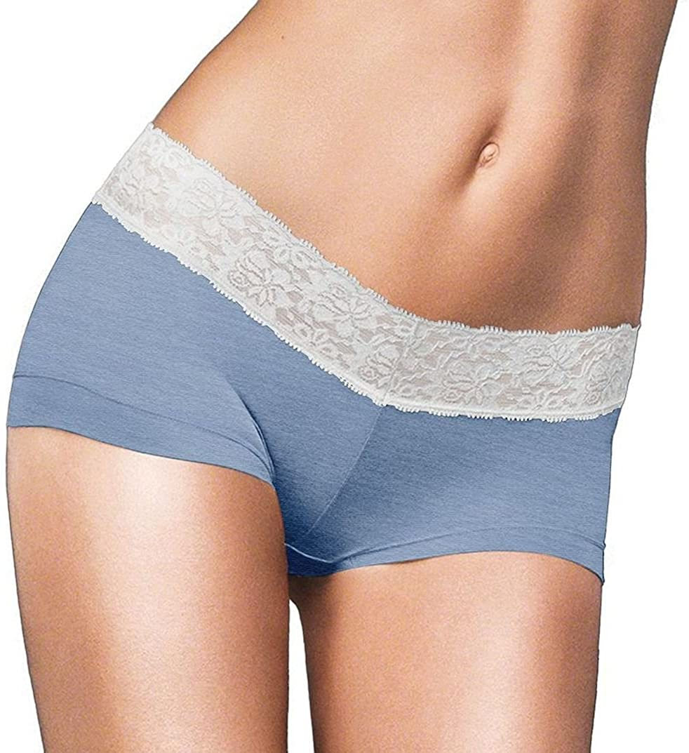 Maidenform Women'S Dream Cotton with Lace Boyshort Apparel & Accessories > Clothing > Underwear & Socks > Underwear Maidenform Denim Heather 9
